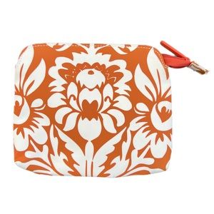 NWOT Bare Escentuals makeup bag in rust and white